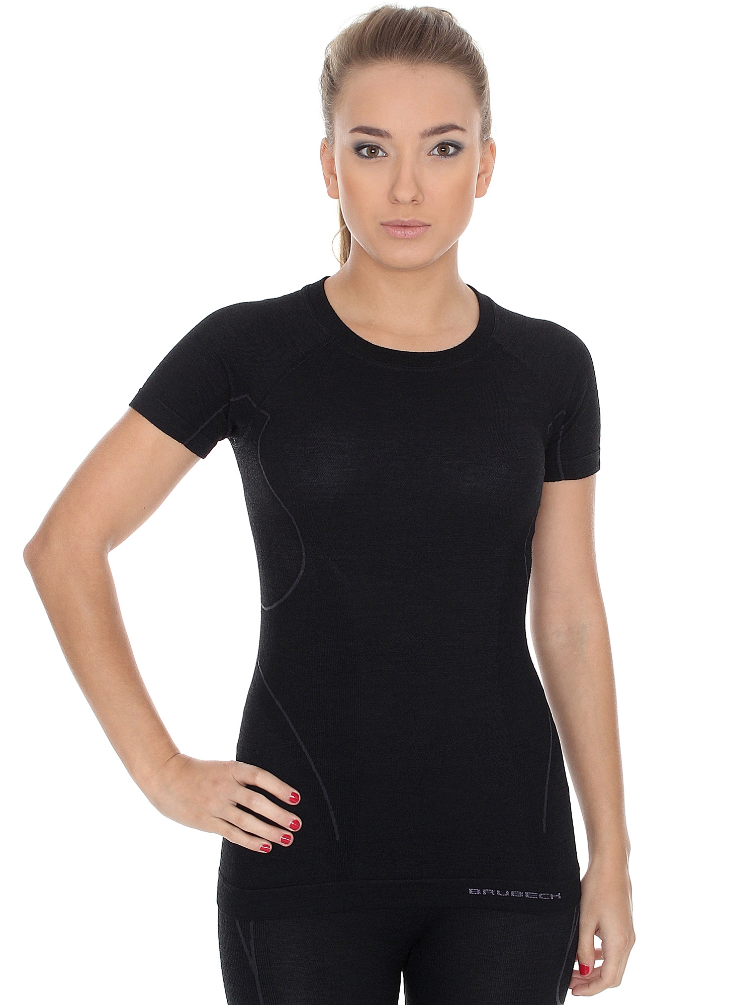 KOSZULKA BRUBECK ACTIVE WOOL TERMOAKTYWNA DAMSKA KRÓTKI RĘKAW SS11700 CZARNY