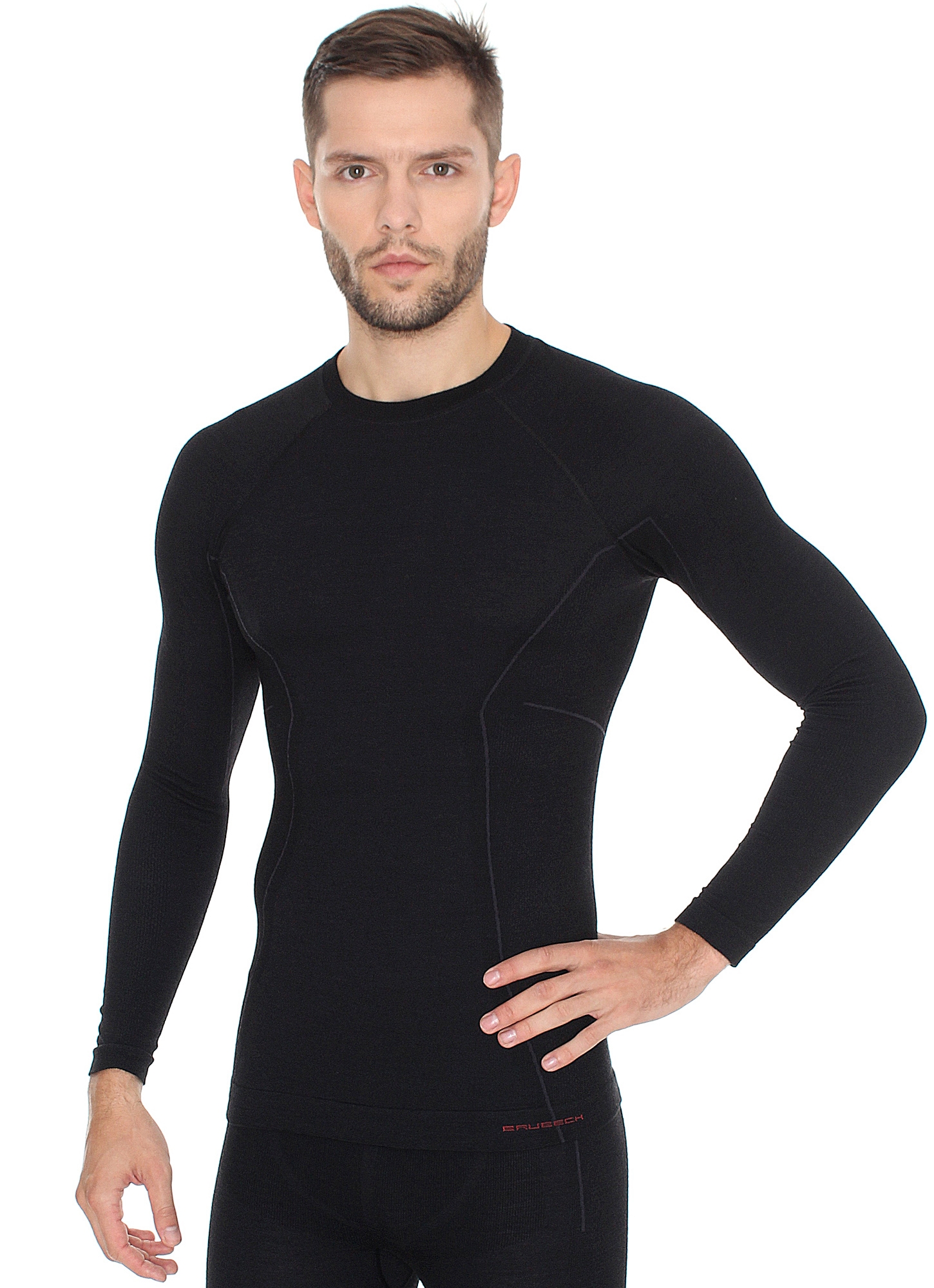 KOSZULKA BRUBECK ACTIVE WOOL TERMOAKTYWNA MĘSKA LS12820 CZARNY