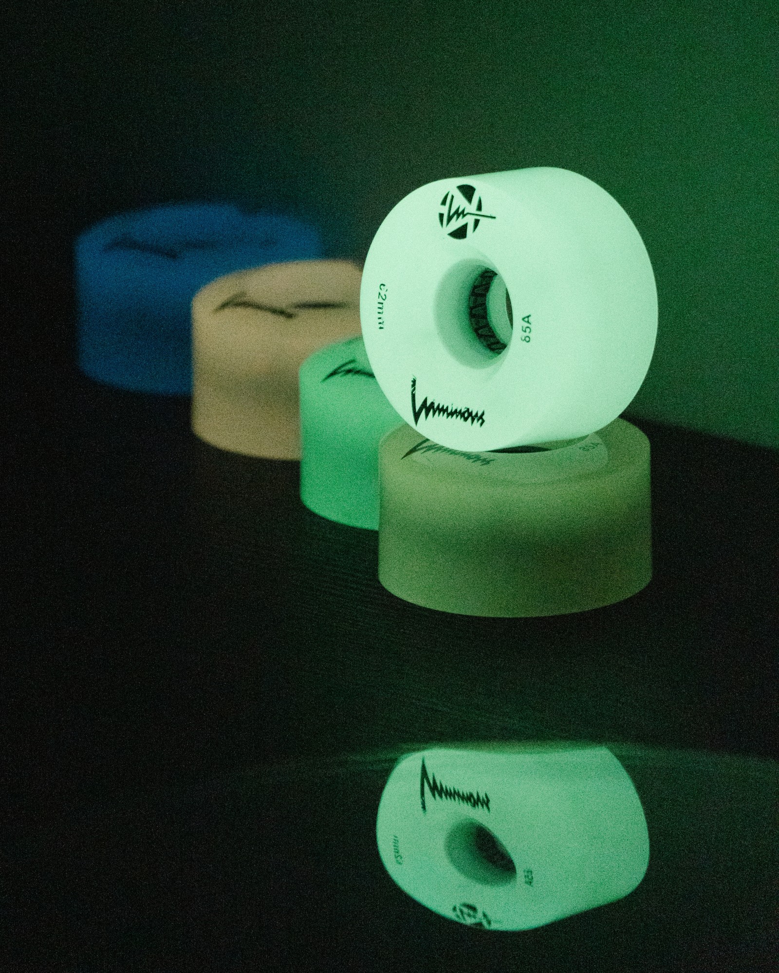 KOŁA LUMINOUS ŚWIECĄCE DO LONGBOARDÓW GREEN GLOW 70X51 MM / 85A X1