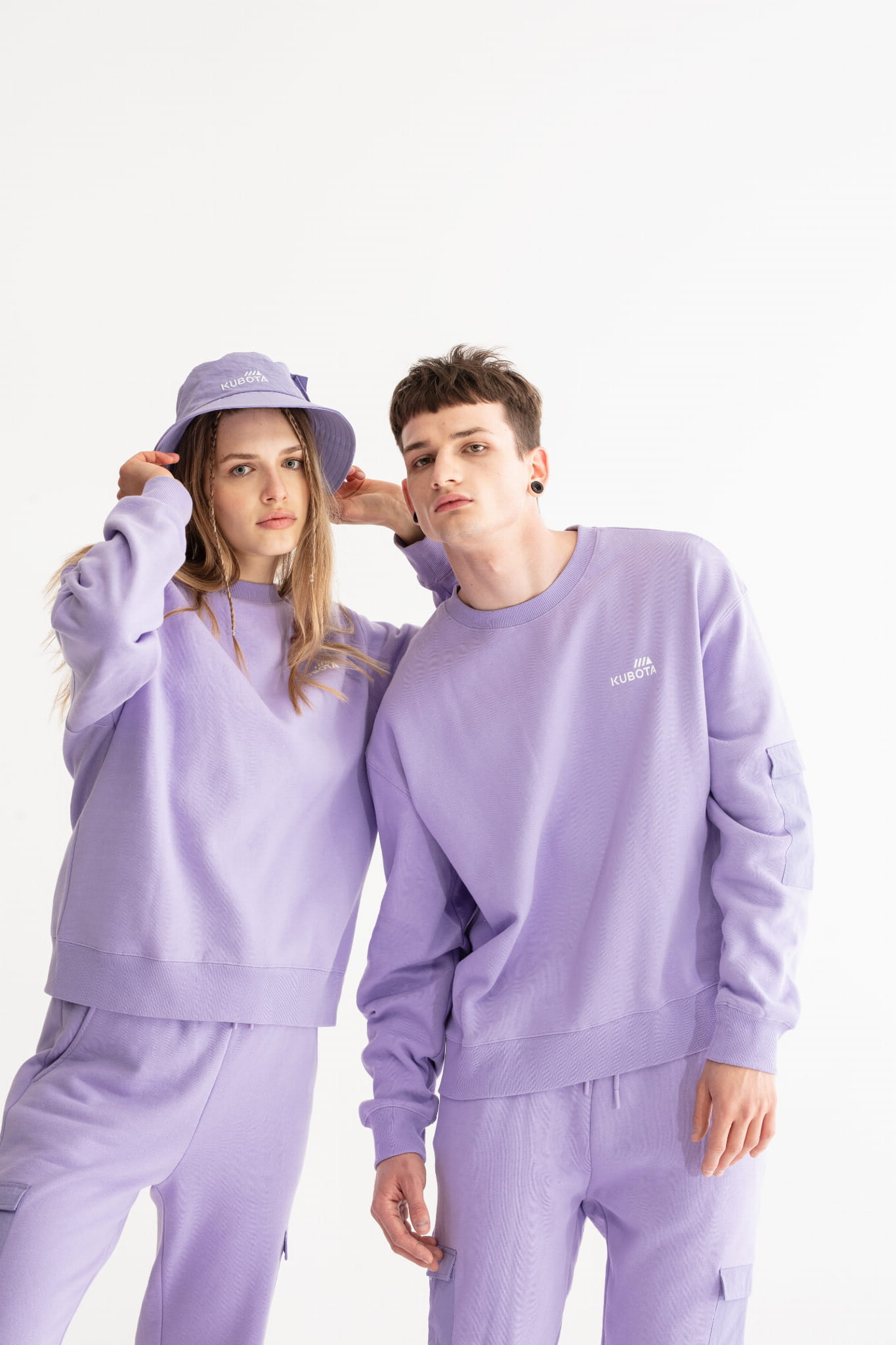 KUBOTA BLUZA UNISEX Z FIOLETOWĄ KIESZONKĄ