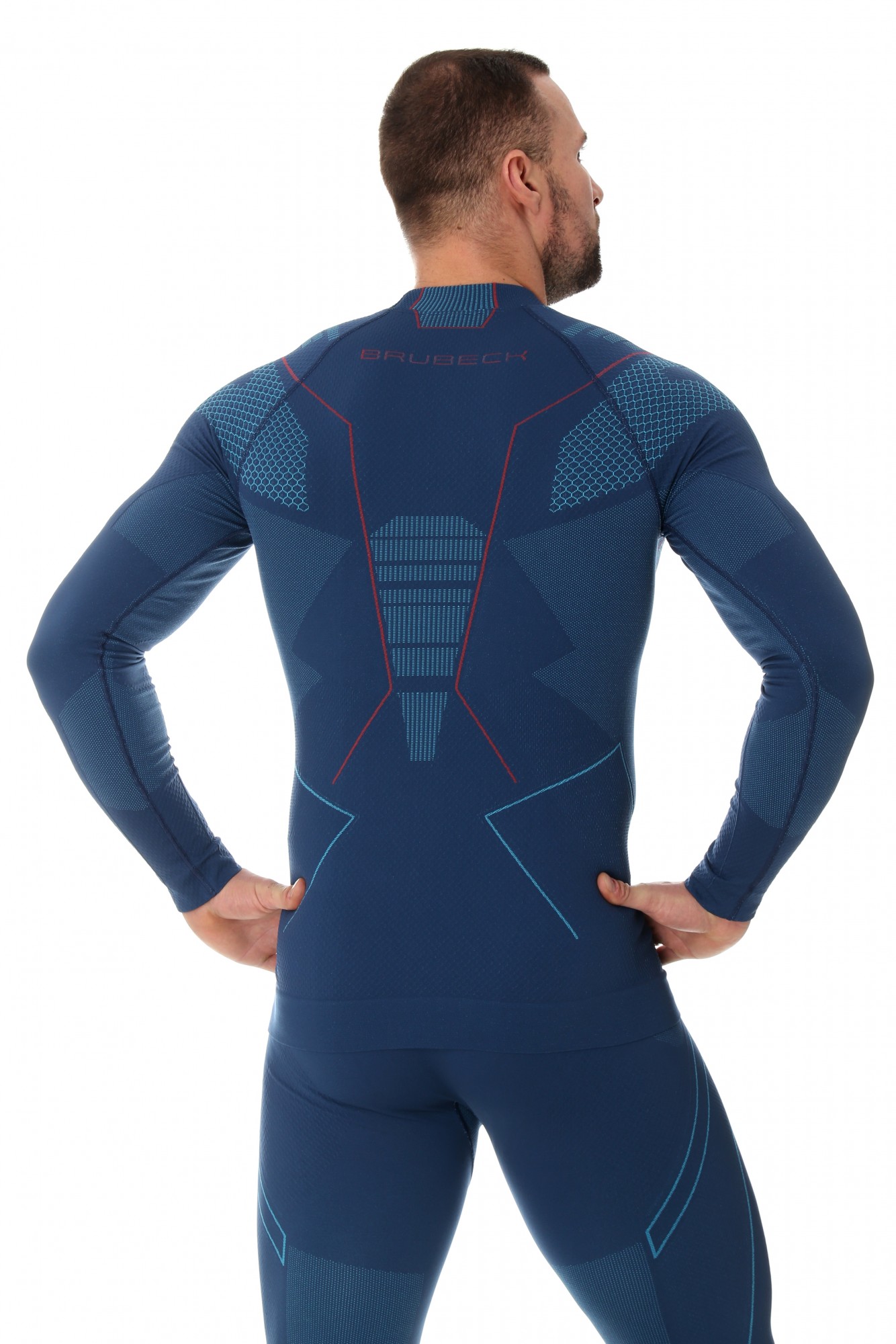BLUZA TERMOAKTYWNA MĘSKA BRUBECK THERMO LS13040A JEANSOWY