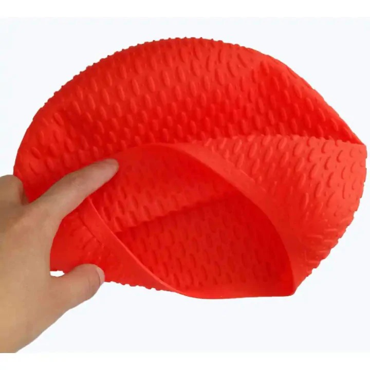 CZEPEK PŁYWACKI SILIKONOWY DŁUGIE WŁOSY BUBBLE CAP AQUA SPORT RED