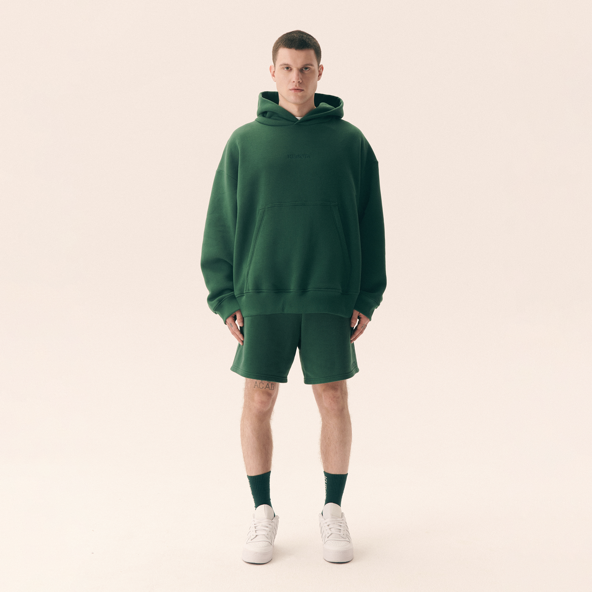 KUBOTA BLUZA OVERSIZE UNISEX Z KAPTUREM ZIELONA