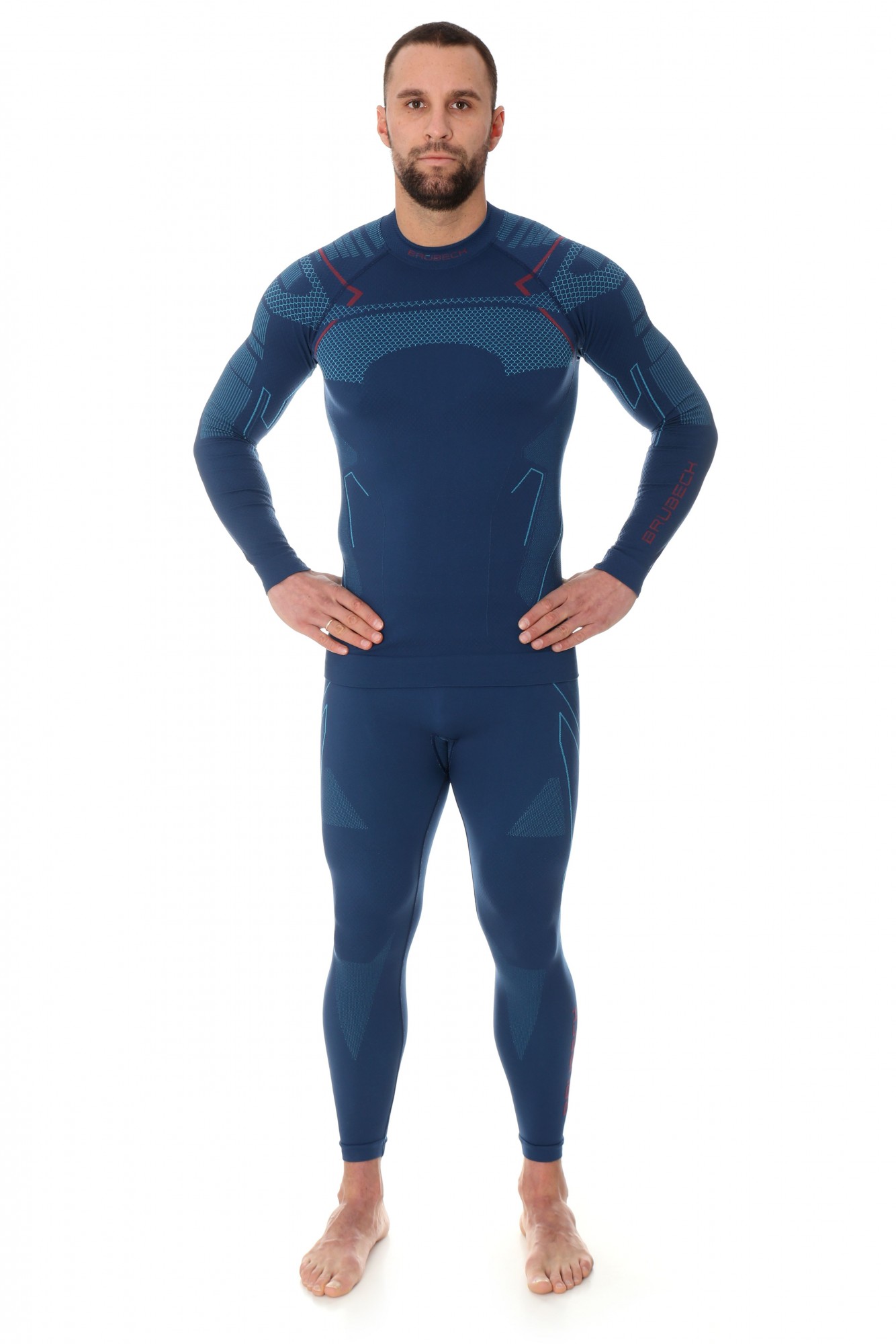 BLUZA TERMOAKTYWNA MĘSKA BRUBECK THERMO LS13040A JEANSOWY