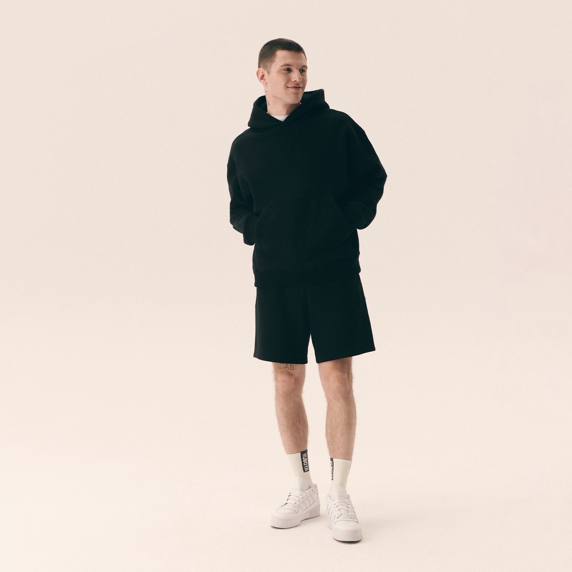 KUBOTA BLUZA BASIC UNISEX Z KAPTUREM CZARNA