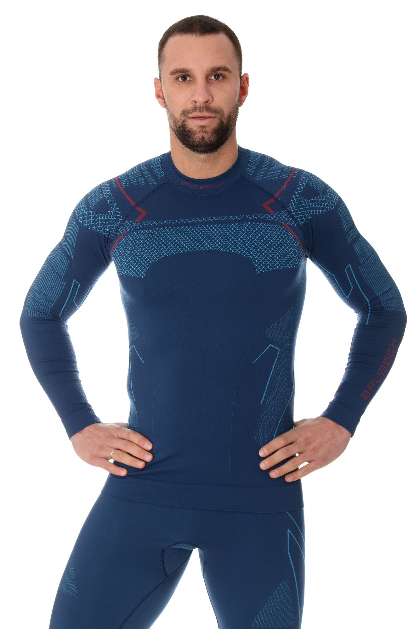 BLUZA TERMOAKTYWNA MĘSKA BRUBECK THERMO LS13040A JEANSOWY