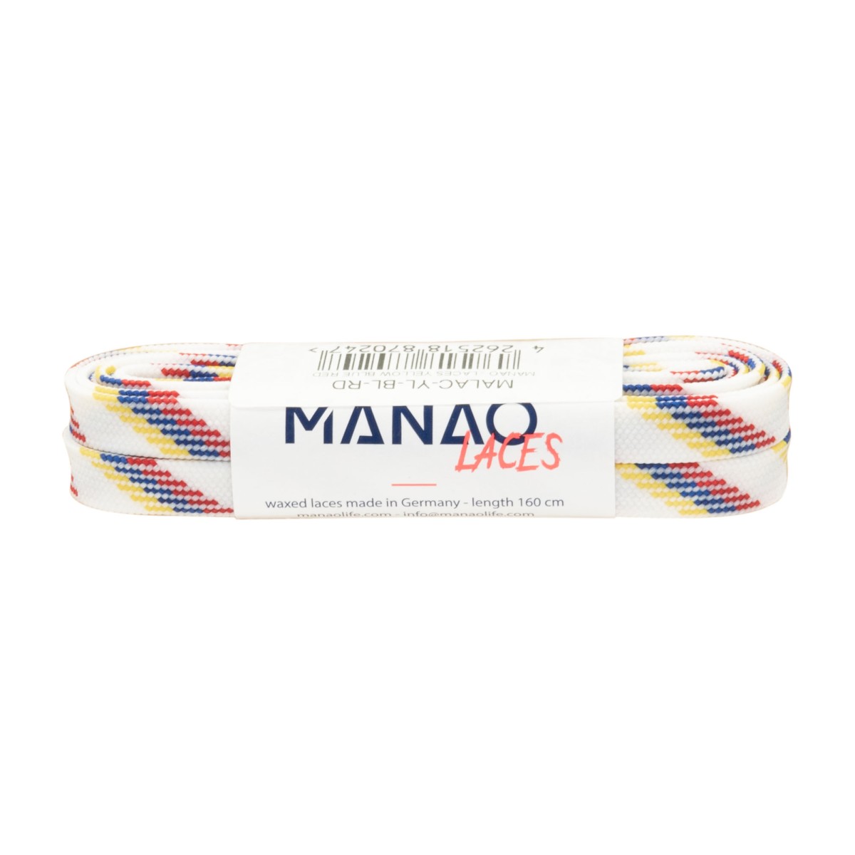 SZNURÓWKI WOSKOWANE MANAO LACES 160 CM YELLOW BLUE RED