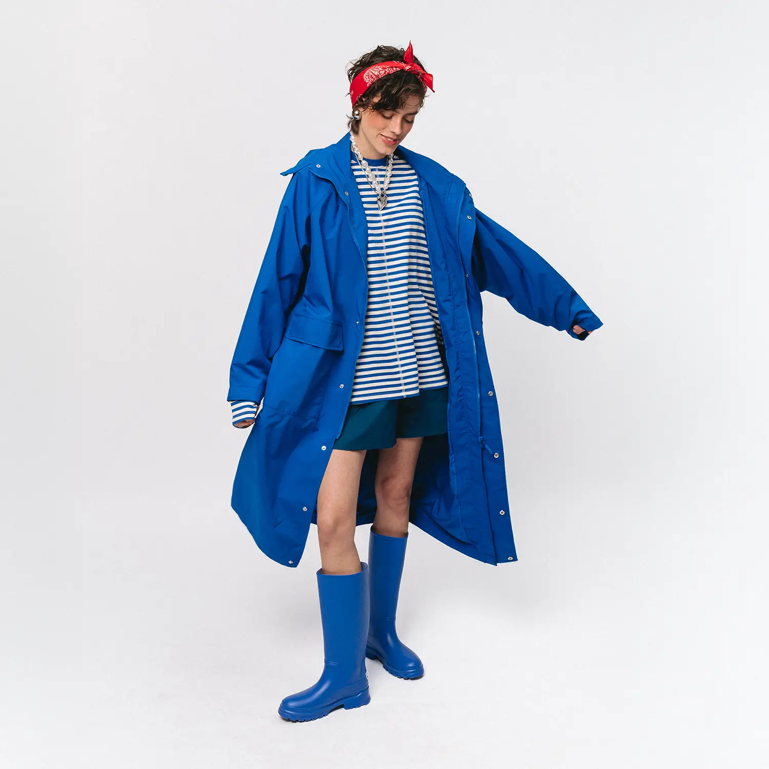 KUBOTA PARKA PRZECIWDESZCZOWA OVERSIZE COMFORT ZONE KOBALTOWA UNISEX