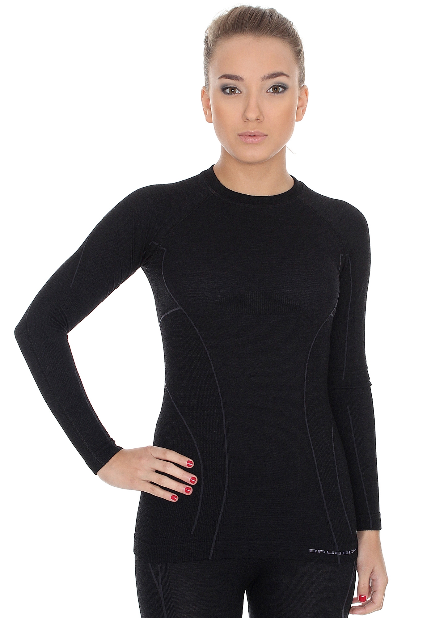KOSZULKA BRUBECK ACTIVE WOOL TERMOAKTYWNA DAMSKA LS12810 CZARNY