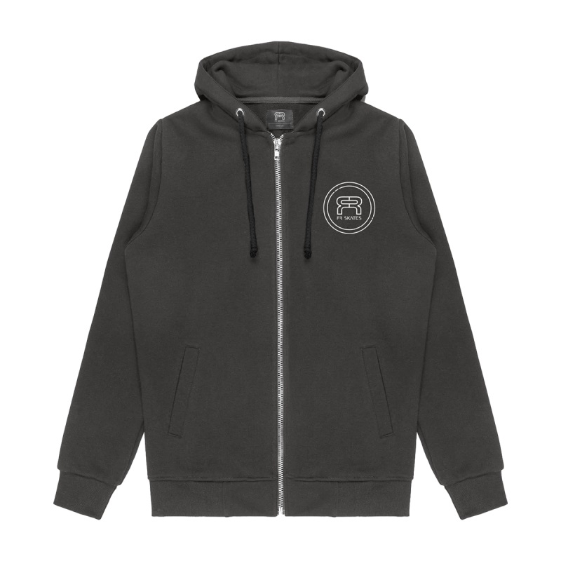 BLUZA FR SKATES CIRCLE LOGO ZIPPER HOODIE CIEMNOSZARA