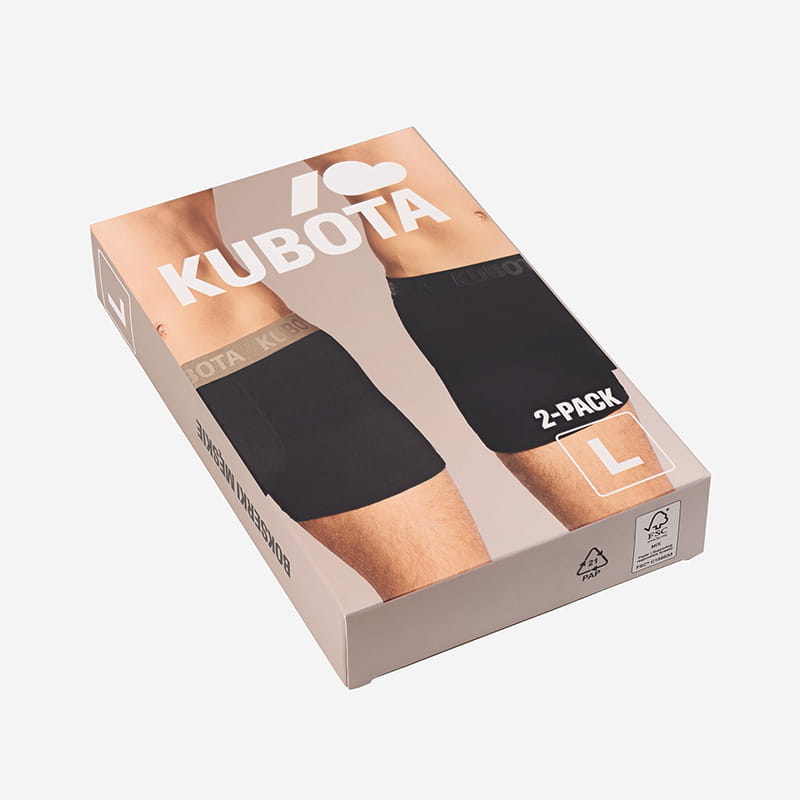 KUBOTA BOKSERKI MĘSKIE 2-PAK CZARNO-BRĄZOWE