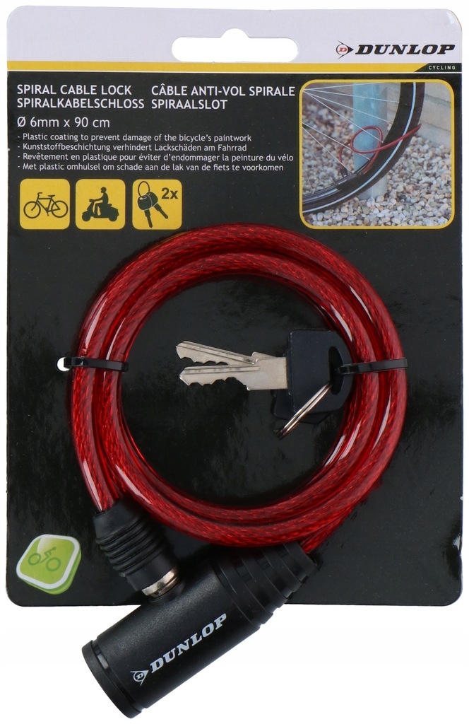 ZAPIĘCIE ZABEZPIECZENIE ROWEROWE DUNLOP BLOKADA ROWEROWA NA KLUCZ 90CM
