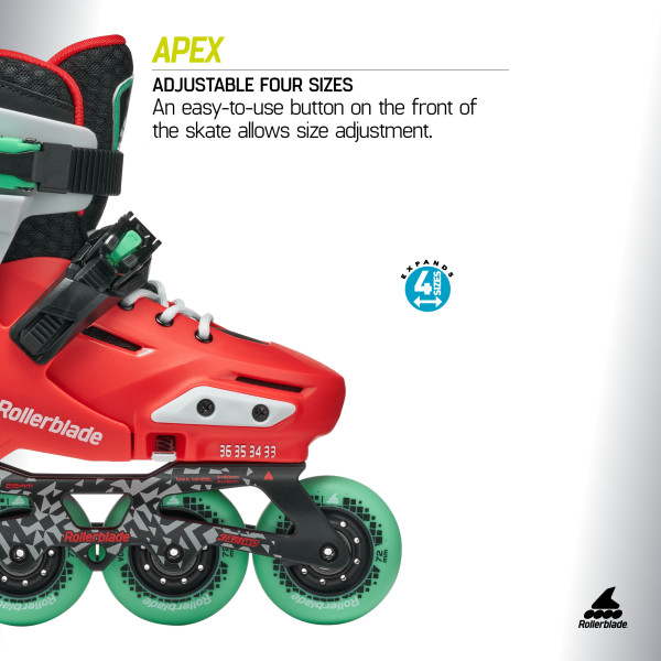 ROLKI ROLLERBLADE APEX RED / MINT 2027 - ROLKI JUNIORSKIE REGULOWANE