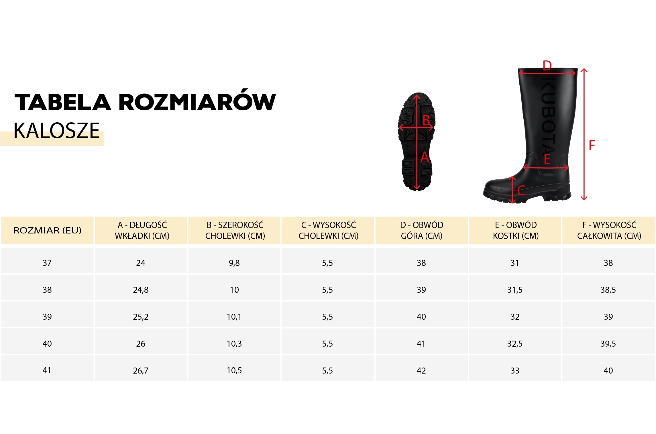 KUBOTA KALOSZE BEŻOWE
