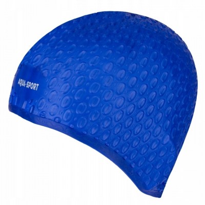 CZEPEK PŁYWACKI SILIKONOWY DŁUGIE WŁOSY BUBBLE CAP AQUA SPORT BLUE