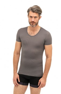 KOSZULKA BRUBECK Z KRÓTKIM RĘKAWEM UNISEX BASE LAYER SZARY 