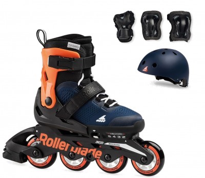 ROLKI ROLLERBLADE CUBE MICROBLADE MIDNIGHT BLUE - ROLKI JUNIORSKIE REGULOWANE KASK OCHRANIACZE 