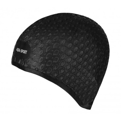 CZEPEK PŁYWACKI SILIKONOWY DŁUGIE WŁOSY BUBBLE CAP AQUA SPORT BLACK