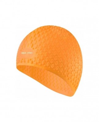 CZEPEK PŁYWACKI SILIKONOWY DŁUGIE WŁOSY BUBBLE CAP AQUA SPORT ORANGE