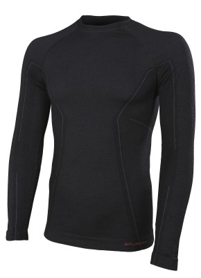 KOSZULKA BRUBECK ACTIVE WOOL TERMOAKTYWNA MĘSKA LS12820 CZARNY