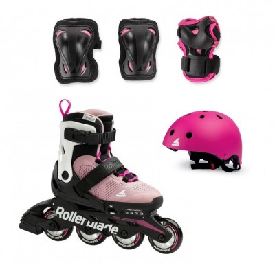 ROLKI ROLLERBLADE MICROBLADE G PINK/WHITE CUBE KASK OCHRANIACZE - ROLKI JUNIORSKIE REGULOWANE