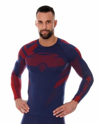 BLUZA TERMOAKTYWA MĘSKA BRUBECK DRY LS13080 GRANAT/CZERWONY